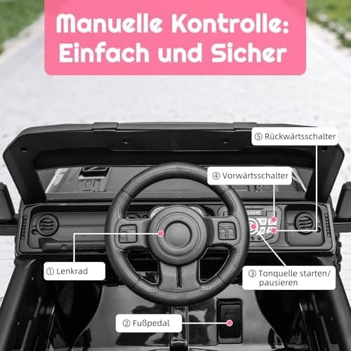 Kinder Elektroauto mit Verbesserter Akku 12V 7AH, Sicherheitsgurten für Kinder (Rot)