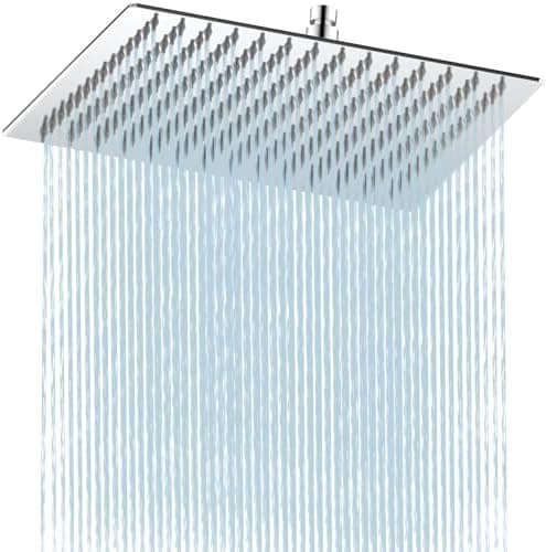 HAUSPROFI Wassersparender Antikalk-Duschkopf mit Edelstahl Düse, poliertes Chrome-Finish für Profis, 30 cm Quadratisch