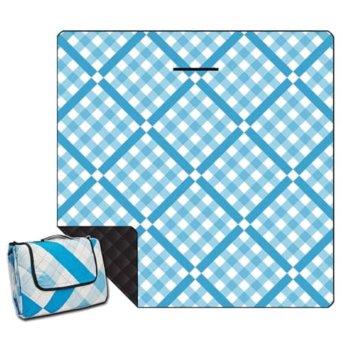 Wasserdichte Picknickdecke XXL Gitter-Grau für Strand und Camping 200x200cm