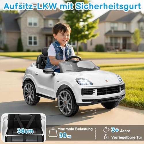 LALAHO Kinder Elektroauto 12V Schwarz mit MP3-Funktion und LED-Leuchten