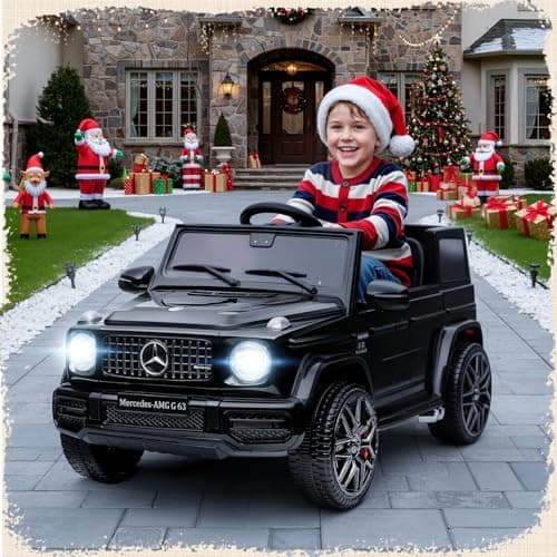 HAUSPROFI Kinder Elektroauto Mercedes AMG G63 Schwarz - Bluetooth, Musik und LED-Licht für 3+jährige Kinder
