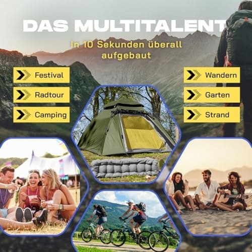 Lumaland 2-3 Personen Pop Up Camping Zelt | 4 Jahreszeiten Igluzelt | Leicht, Wasserdicht & Robust
