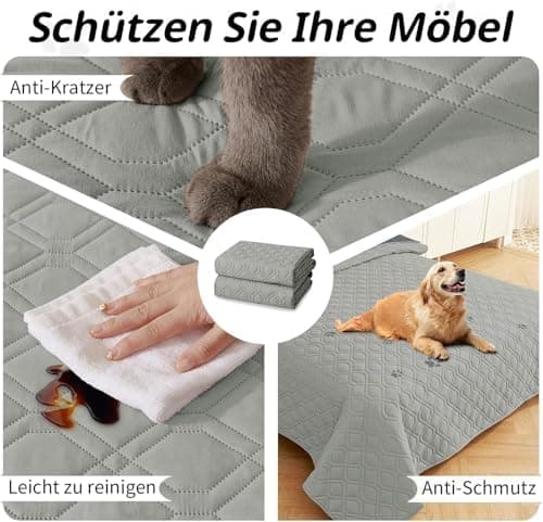 Homaxy Hundedecke Wasserdicht für Outdoor-Use, Weich und Wendig, ideal für Sofa, Couch und Bett (130x100cm, Grau+Dunkelg