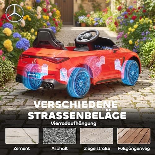 AIYAPLAY Kinder Elektroauto Mercedes-AMG Grau fuht mit Musik & Lichterkranz für 3-6 Jahre