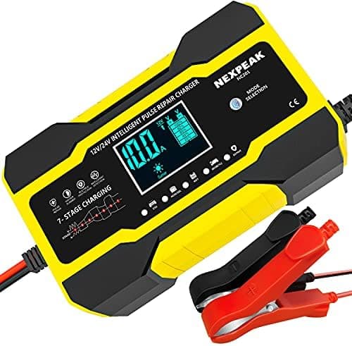 10A Autobatterie Ladegerät 12V/24V Smart vollautomatisch für Auto LKW Temperaturkompensation Rot