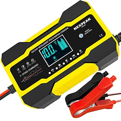 10A Autobatterie Ladegerät 12V/24V Smart vollautomatisch für Auto LKW Temperaturkompensation Rot
