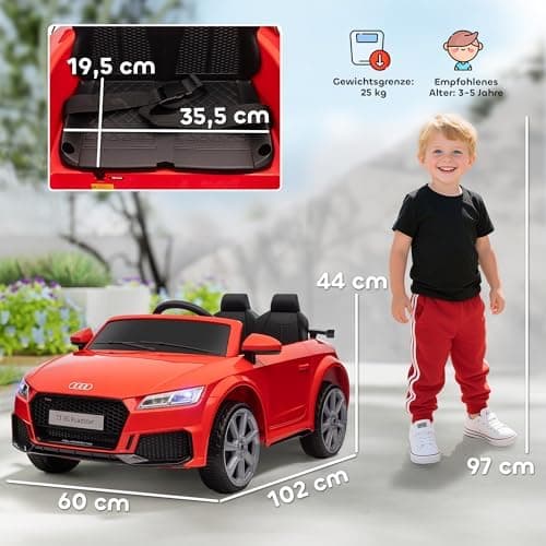 HOMCOM Kinder Elektroauto für 3-5 Jährige mit 2,4 G Fernbedienung, Rot