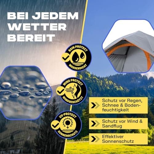 Lumaland Lightweights Pop Up Wurfzelt 2-4 Personen | Ideal für Trekking & Festival | Wasserdicht 210x190x110cm
Lumaland