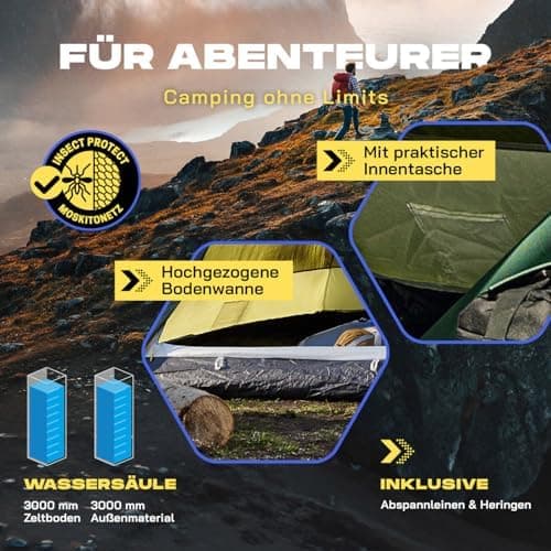 Lumaland 2-3 Personen Pop Up Camping Zelt | 4 Jahreszeiten Igluzelt | Leicht, Wasserdicht & Robust