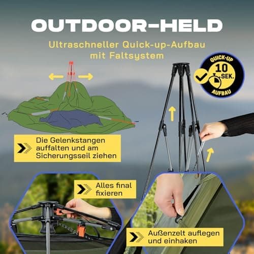 Lumaland Lightweights Pop Up Wurfzelt 2-4 Personen | Ideal für Trekking & Festival | Wasserdicht 210x190x110cm
Lumaland