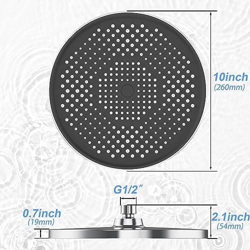 Regenduschkopf YUANNY Wasserspar 10 Zoll Stable ABS Chrom Universal-Kopfbrause Anti-Kalk-Düsen Ø 26 cm