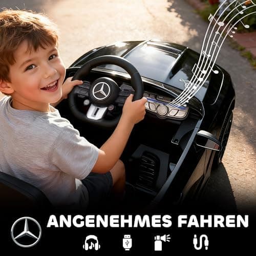 AIYAPLAY Kinder Elektroauto Mercedes-AMG Grau fuht mit Musik & Lichterkranz für 3-6 Jahre