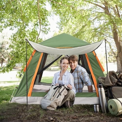 HAUSPROFI Zelt 2-3 Personen Pop Up Zelt |.Quadrierter Wasserspei-Schutz | Moskitoschutz | Familien-Freizeit-Reise