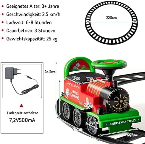 COSTWAY 6V Kinder Elektroauto Grün - Elektro Zug mit Musik & Lichter für 3+ Jährige Kinder im Haus oder Garten
