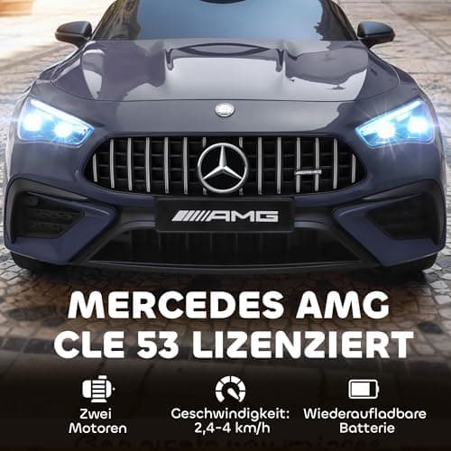 AIYAPLAY Kinder Elektroauto Mercedes-AMG Grau fuht mit Musik & Lichterkranz für 3-6 Jahre