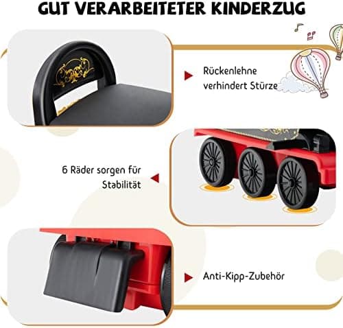 COSTWAY 6V Kinder Elektroauto Grün - Elektro Zug mit Musik & Lichter für 3+ Jährige Kinder im Haus oder Garten