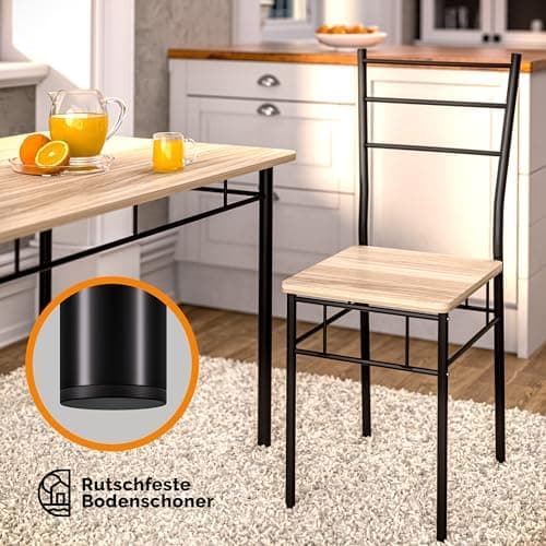 Casaria® Esstisch mit 4 Stühlen Industrial Modern Anthrazit 110x70cm.Set