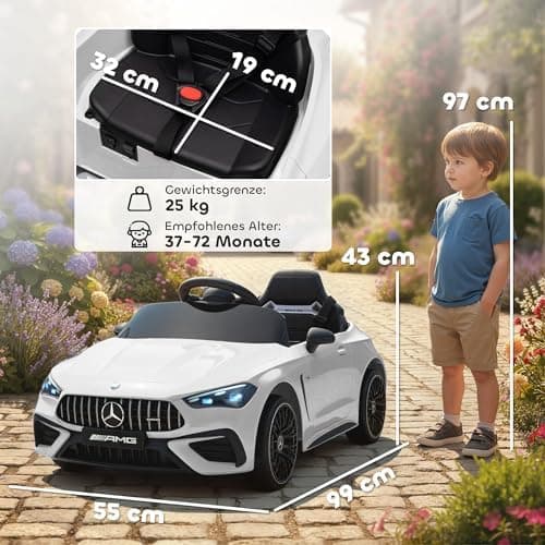 AIYAPLAY Kinder Elektroauto Mercedes-AMG Grau fuht mit Musik & Lichterkranz für 3-6 Jahre