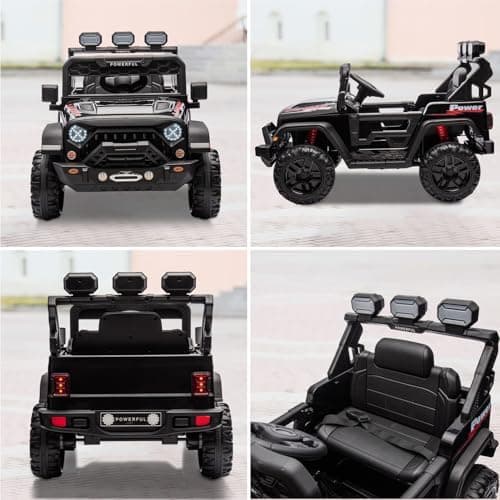 Kinder Elektroauto mit Verbesserter Akku 12V 7AH, Sicherheitsgurten für Kinder (Rot)