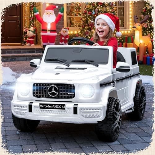 HAUSPROFI Kinder Elektroauto Mercedes AMG G63 Schwarz - Bluetooth, Musik und LED-Licht für 3+jährige Kinder