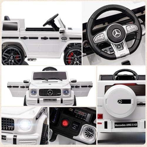 HAUSPROFI Kinder Elektroauto Mercedes AMG G63 Schwarz - Bluetooth, Musik und LED-Licht für 3+jährige Kinder