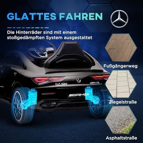 AIYAPLAY Kinder Elektroauto Mercedes-Benz AMG CLA 45 Hellblau 3-6 Jahreuellernmotorisiert Mit Musik Hupe Fernbedienung 2