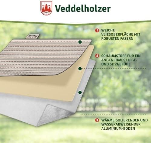Veddelholzer Wasserfeste Stranddecke XXL Outdoor Picknickdecke Isoliert & gepolstert Perfect für Camping, Strand, Park &