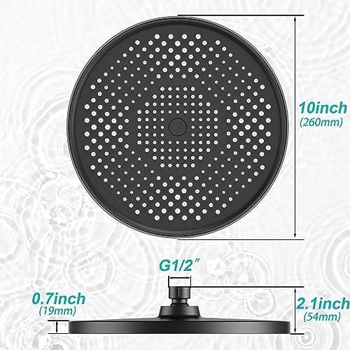 Regenduschkopf YUANNY Wasserspar 10 Zoll Stable ABS Chrom Universal-Kopfbrause Anti-Kalk-Düsen Ø 26 cm
