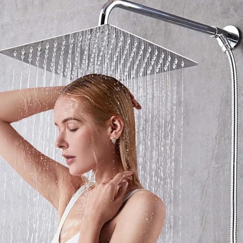 HAUSPROFI Wassersparender Antikalk-Duschkopf mit Edelstahl Düse, poliertes Chrome-Finish für Profis, 30 cm Quadratisch