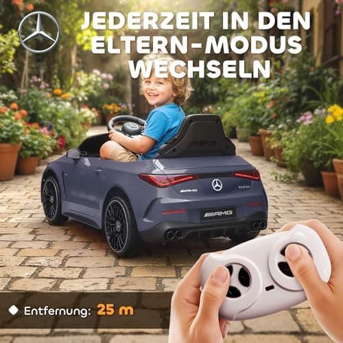 AIYAPLAY Kinder Elektroauto Mercedes-AMG Grau fuht mit Musik & Lichterkranz für 3-6 Jahre