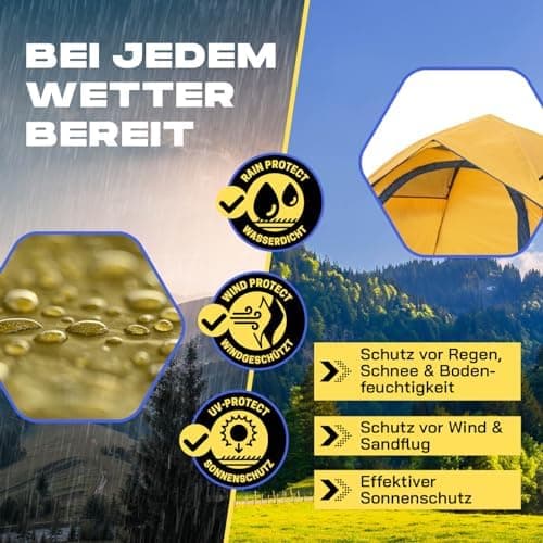 Lumaland Lightweights Pop Up Wurfzelt 2-4 Personen | Ideal für Trekking & Festival | Wasserdicht 210x190x110cm
Lumaland