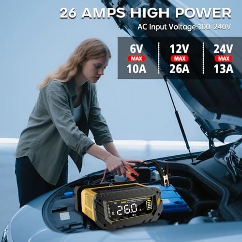Haisito 12V/24V 10A LiFePO4 ErhaltungsladegerätAuto mit LCD-Temperaturkompensation