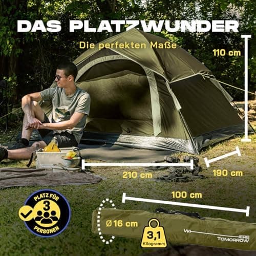 Lumaland Lightweights Pop Up Wurfzelt 2-4 Personen | Ideal für Trekking & Festival | Wasserdicht 210x190x110cm
Lumaland