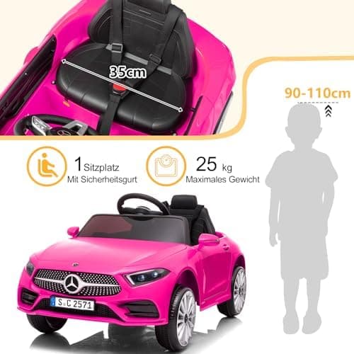 LEADZM Kinder Elektroauto Mercedes Benz CLS 350 - Elektrisch mit MP3, Hupe und LED-Leuchten (CLS Schwarz)