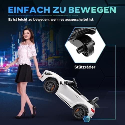 AIYAPLAY Kinder Elektroauto Schwarz für 3-6 Jahre mit 2,4G Fernbedienung und Musik
