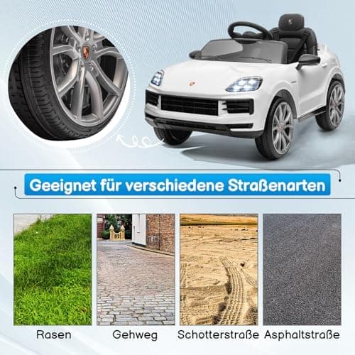 LALAHO Kinder Elektroauto 12V Schwarz mit MP3-Funktion und LED-Leuchten