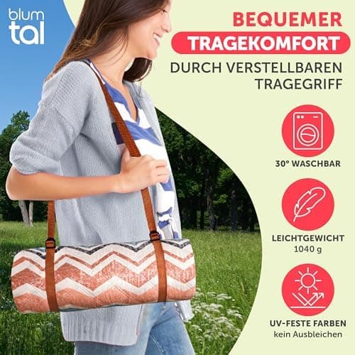 BlumtalPremium Picknickdecke wasserabweisend 200x200 cm - Outdoor-Decke Boho & Terrazzo Design - waschbar + weiche Zwisc