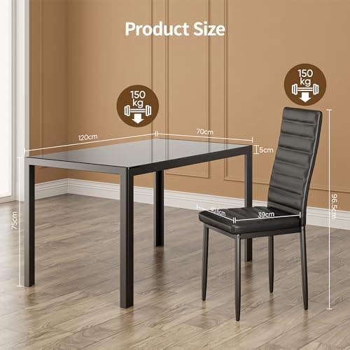 Bealife Esszimmer Set Esstisch 4 Stühle Schwarz