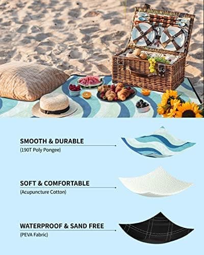 COVACURE Wasserdichte Picknickdecke 200x200 cm XXL – Sandfrei & Waschbar – Outdoor & Camping Isolation – Faltbar & Leich