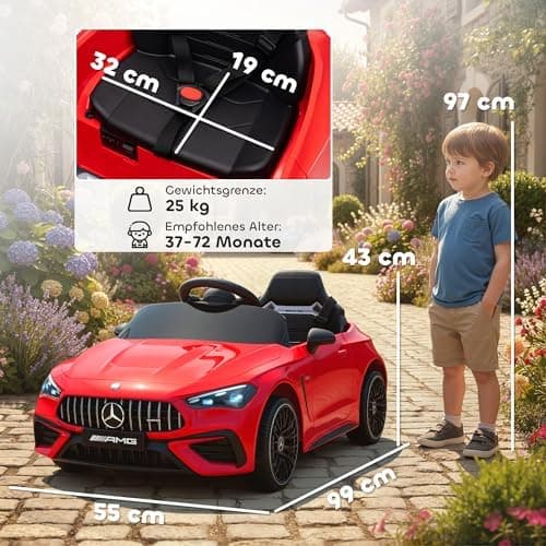 AIYAPLAY Kinder Elektroauto Mercedes-AMG Grau fuht mit Musik & Lichterkranz für 3-6 Jahre