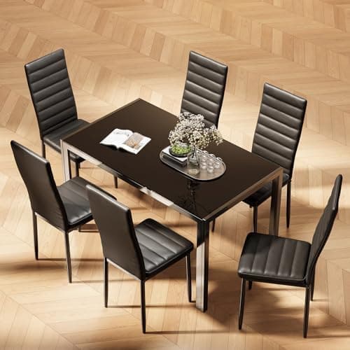 Bealife Esszimmer Set Esstisch 4 Stühle Schwarz