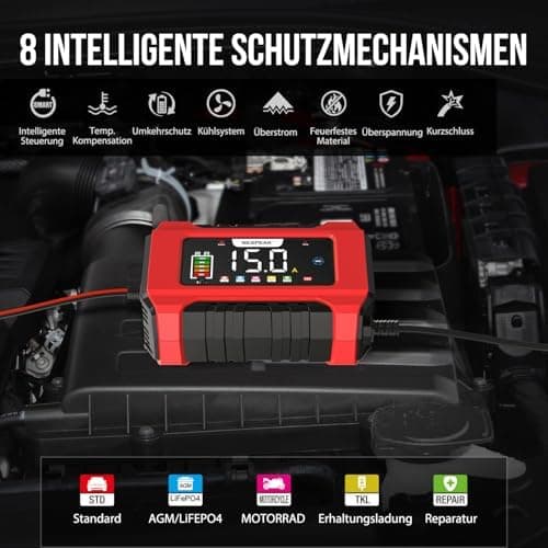 NEXPEAK NC215 15A Autobatterie Ladegerät - 12V 24V intelligentes Ladegerät für Auto, LKW, Motorrad - 9-stufiges Intellig