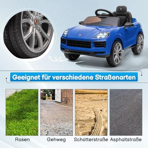 LALAHO Kinder Elektroauto 12V Schwarz mit MP3-Funktion und LED-Leuchten