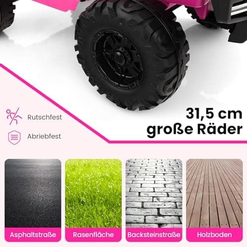 DREAMADE 24V Kinder Elektroauto Rosa: 2 Sitzer, Fernbedienung, Hupe, LED-Leuchtungen & Musik für Kleinkinder ab 3 Jahren