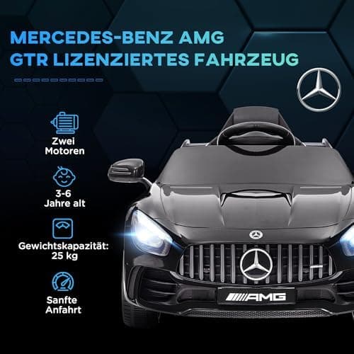 AIYAPLAY Kinder Elektroauto Schwarz für 3-6 Jahre mit 2,4G Fernbedienung und Musik