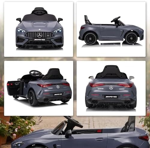 AIYAPLAY Kinder Elektroauto Mercedes-AMG Grau fuht mit Musik & Lichterkranz für 3-6 Jahre
