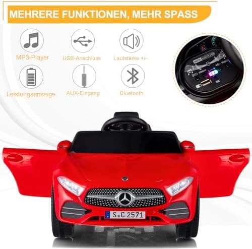 LEADZM Kinder Elektroauto Mercedes Benz CLS 350 - Elektrisch mit MP3, Hupe und LED-Leuchten (CLS Schwarz)