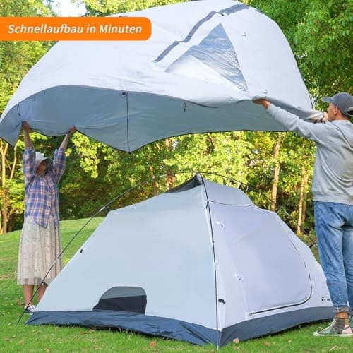 EchoSmile Wasserdicht 3-4 Personen Camping Zelt 5000mm, Ultraleicht für Jahreszeiten-Trekking und Festival-Spiele