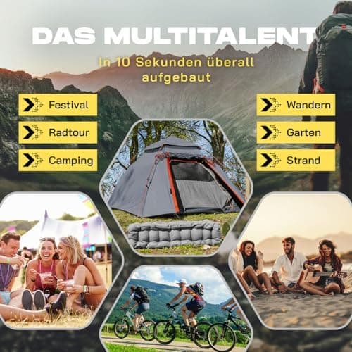 Lumaland 2-3 Personen Pop Up Camping Zelt | 4 Jahreszeiten Igluzelt | Leicht, Wasserdicht & Robust