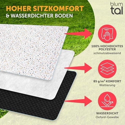 BlumtalPremium Picknickdecke wasserabweisend 200x200 cm - Outdoor-Decke Boho & Terrazzo Design - waschbar + weiche Zwisc